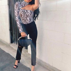 Black & White Mesh One Shoulder Bodysuit